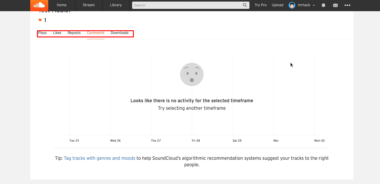 View your personalized SoundCloud Replay stats showing top tracks and artists