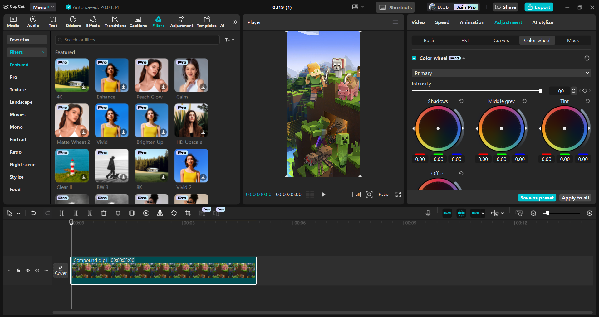 CapCut masaüstü video düzenleyicisinin arayüzü - YouTube için Minecraft şortlarını düzenlemenin en iyi yolu