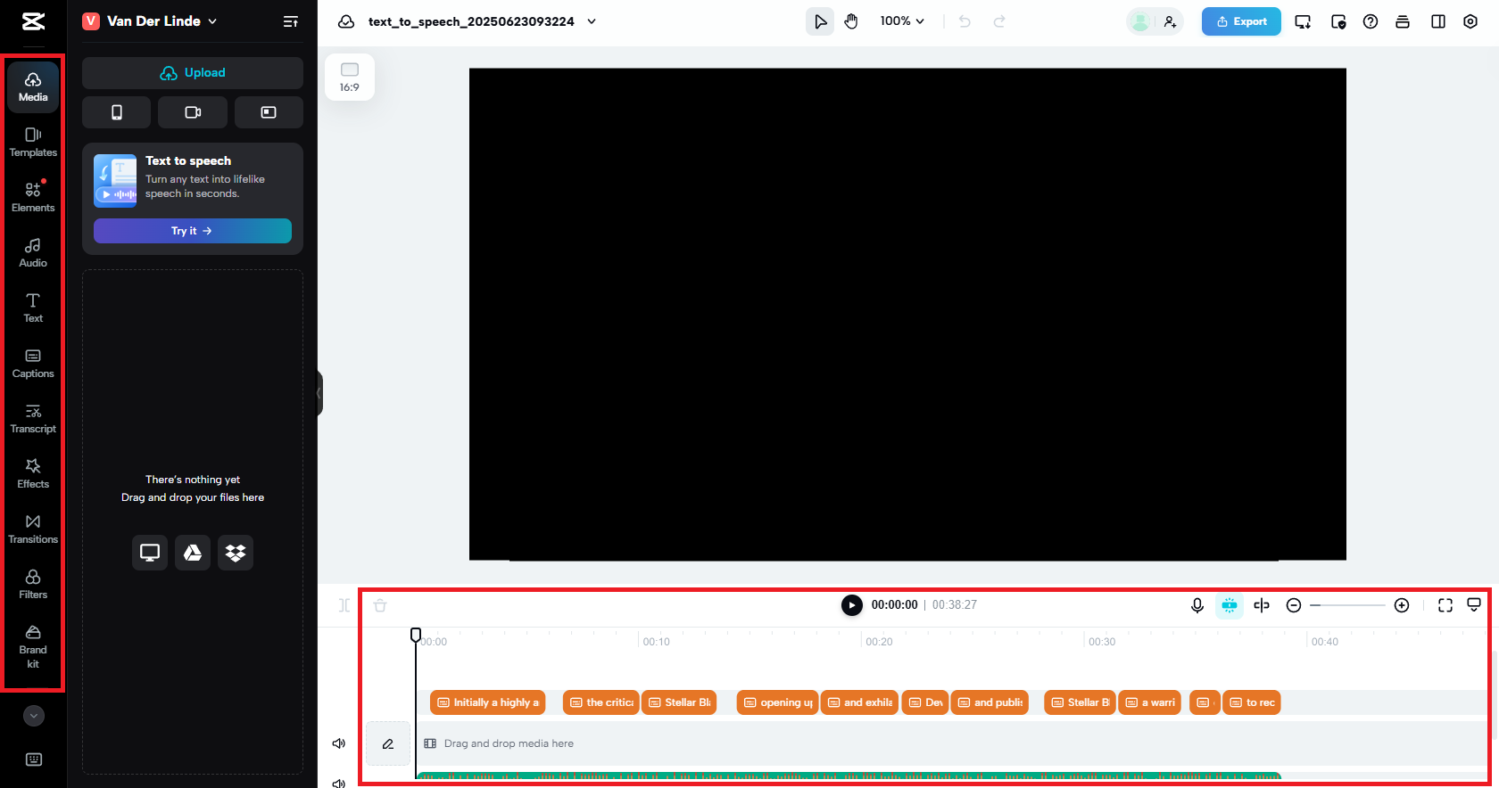 CapCut Web modifier plus d'interface