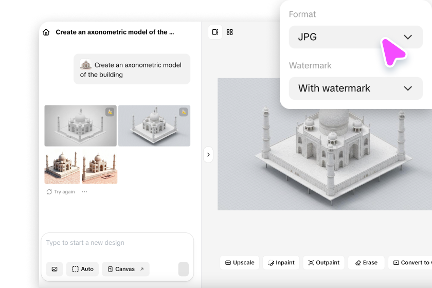 Exporting architectural model to device