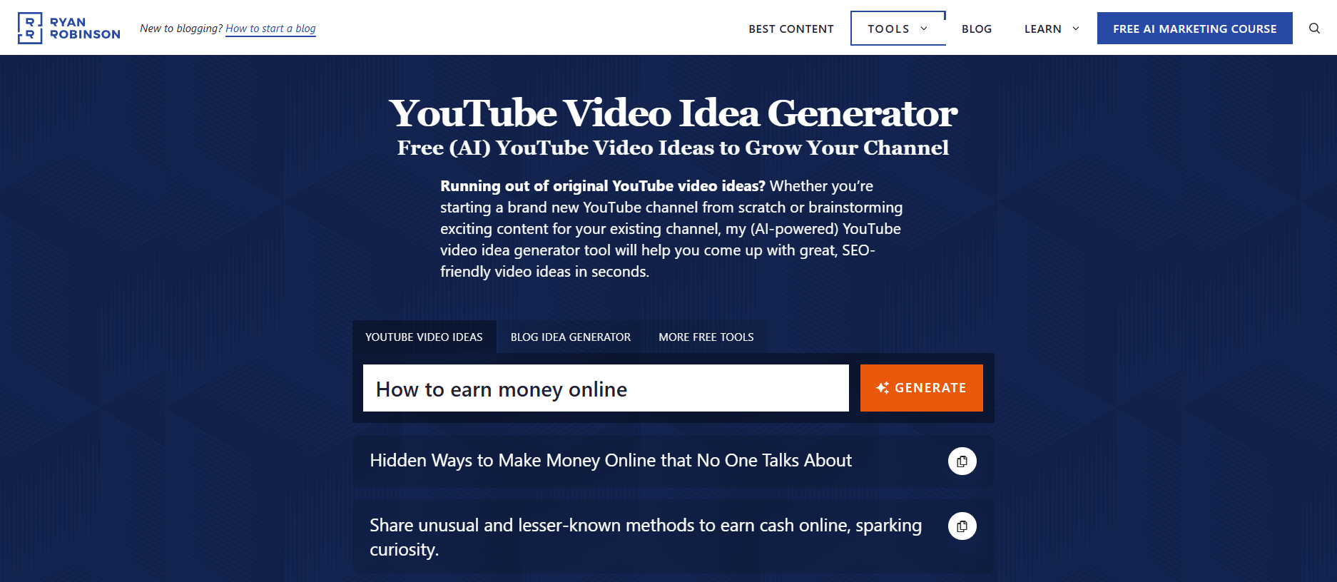 RyRob YouTube videoidégenerator
