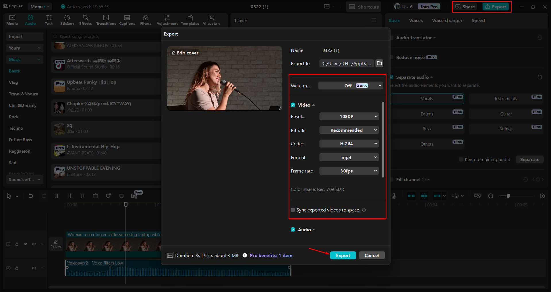 Exporter une vidéo à partir de l' CapCut éditeur vidéo de bureau