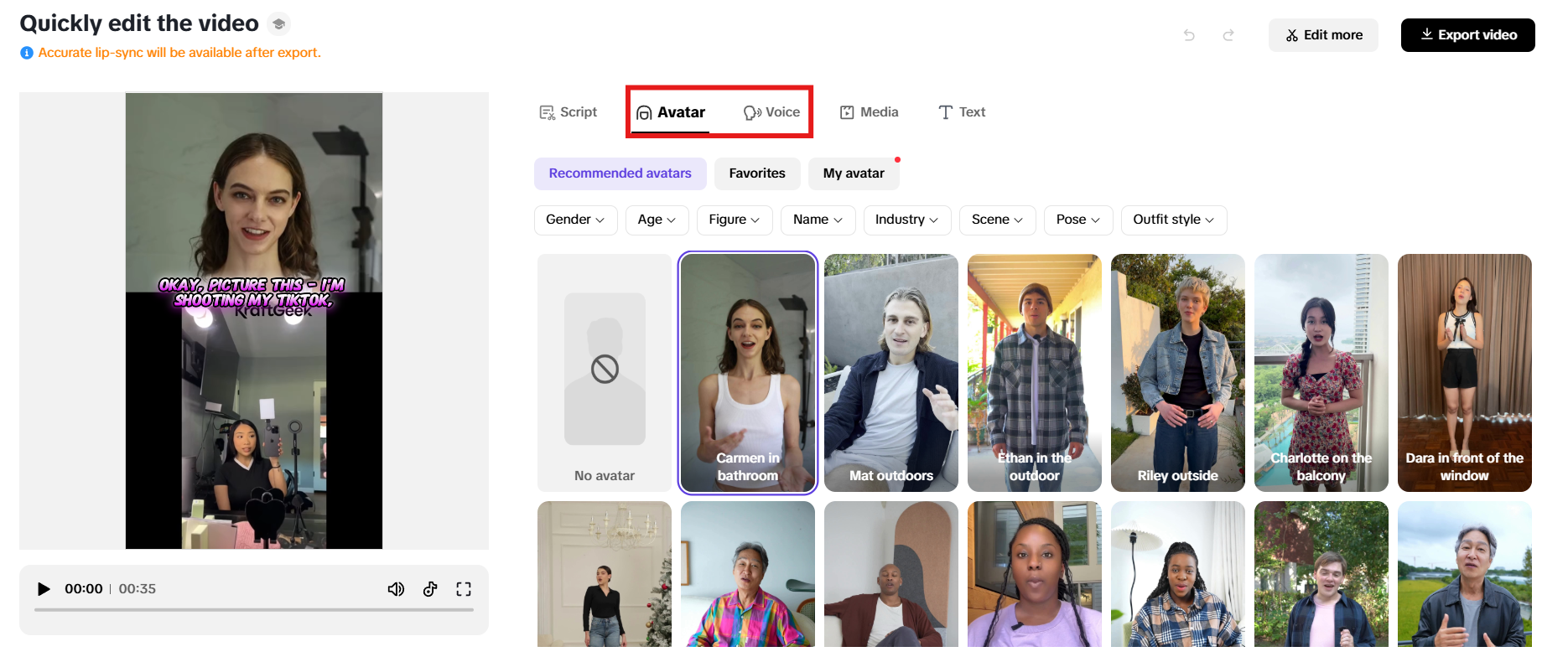 Avatars and voices