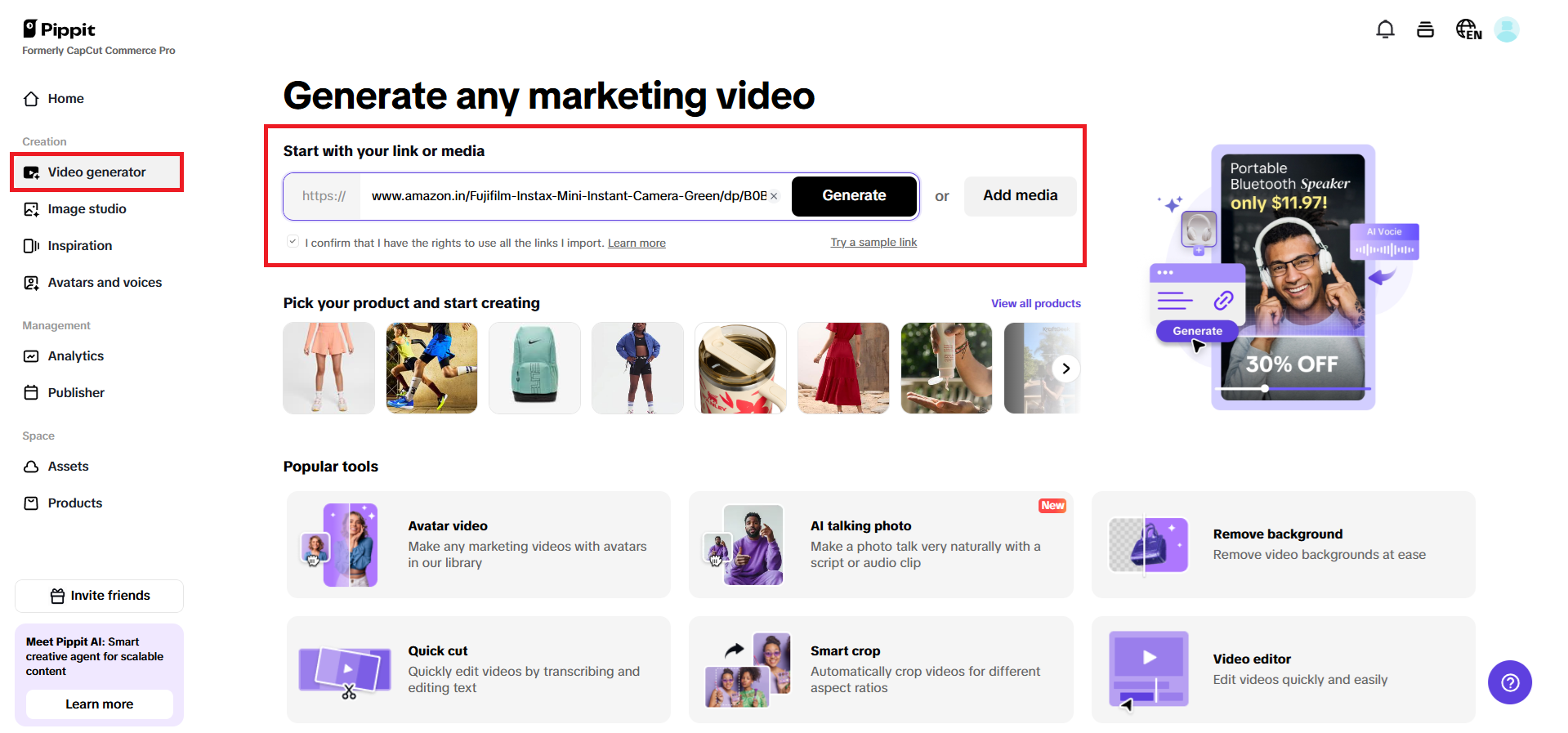 Enter a product link