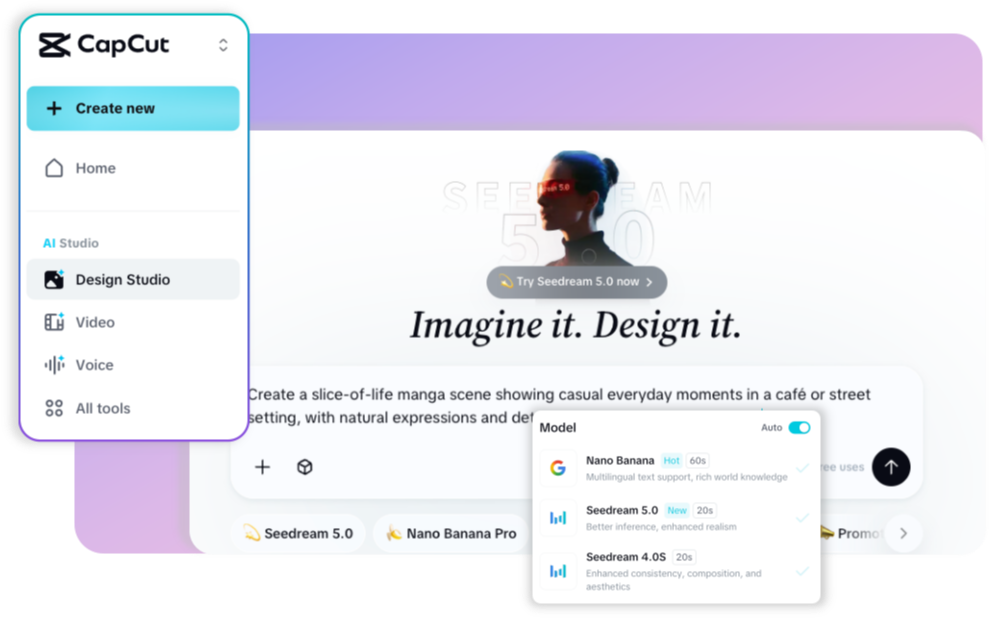 Otwórz Design Studio i wpisz swój monit