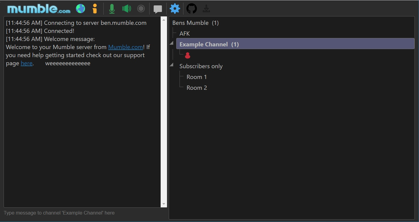 Interface de Mumble - un autre changeur de voix IA open source