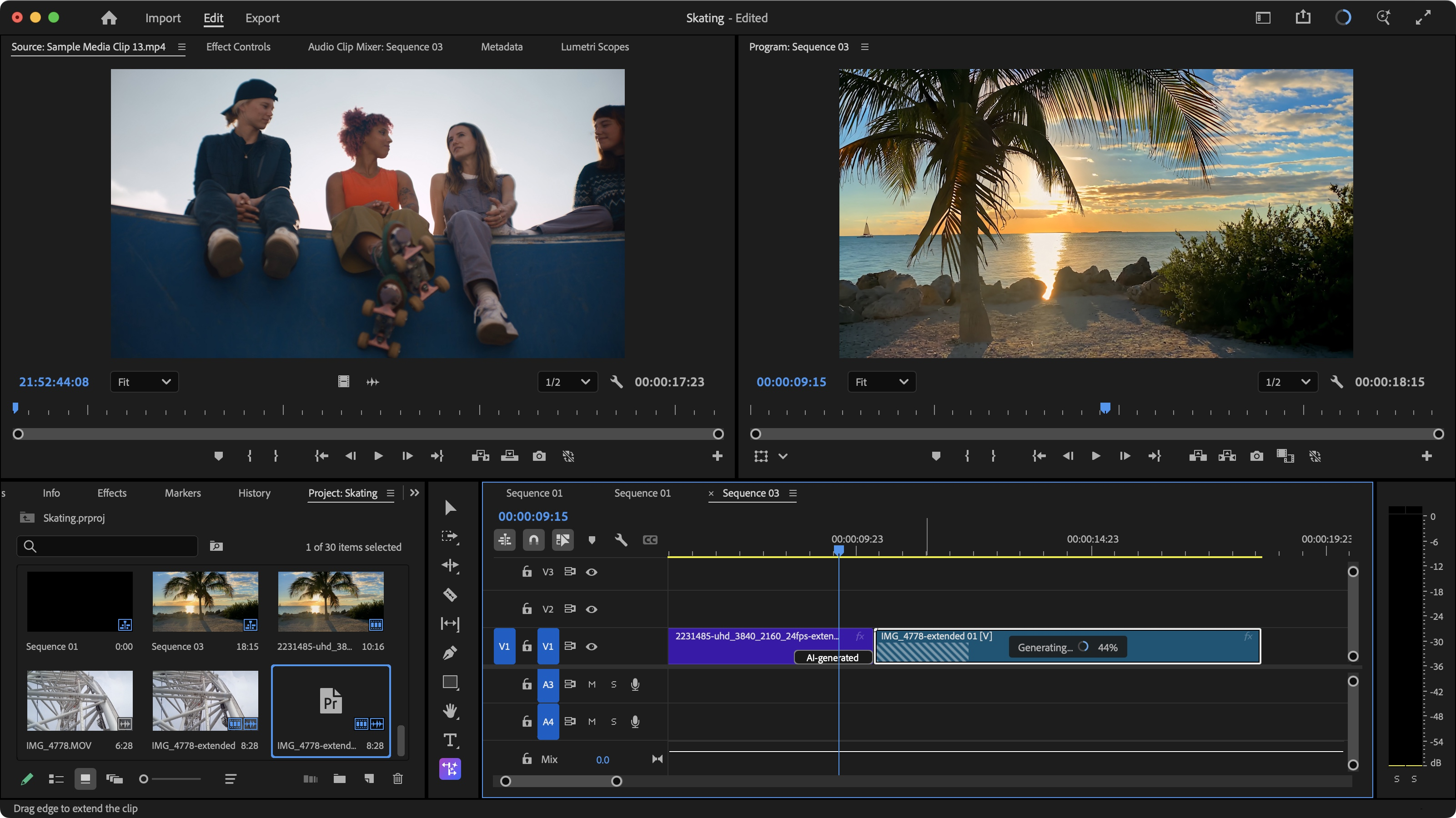 Premiere Pro 'nun düzenleme arayüzünü gösteren resim
