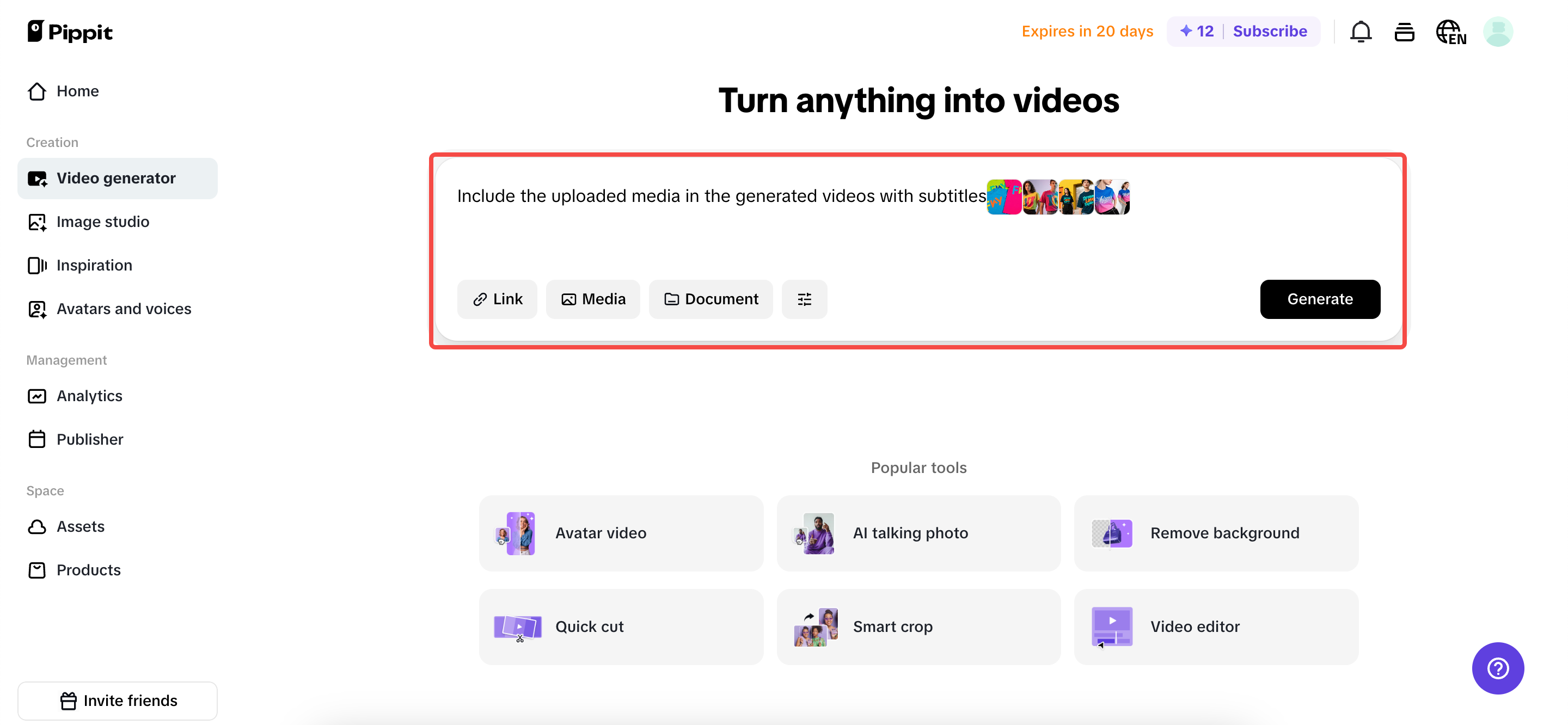Create auto caption video instantly