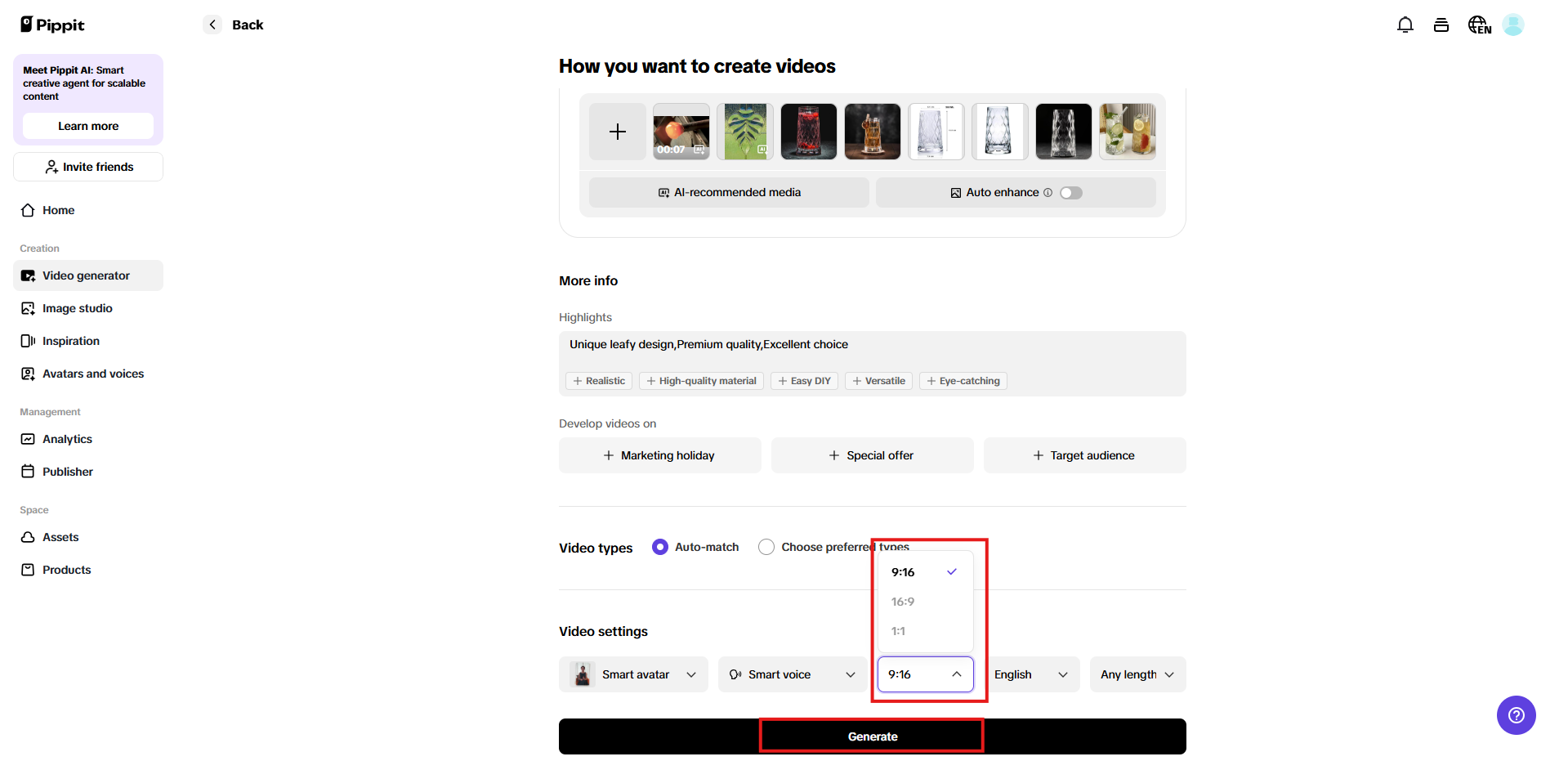 Choose aspect ratio