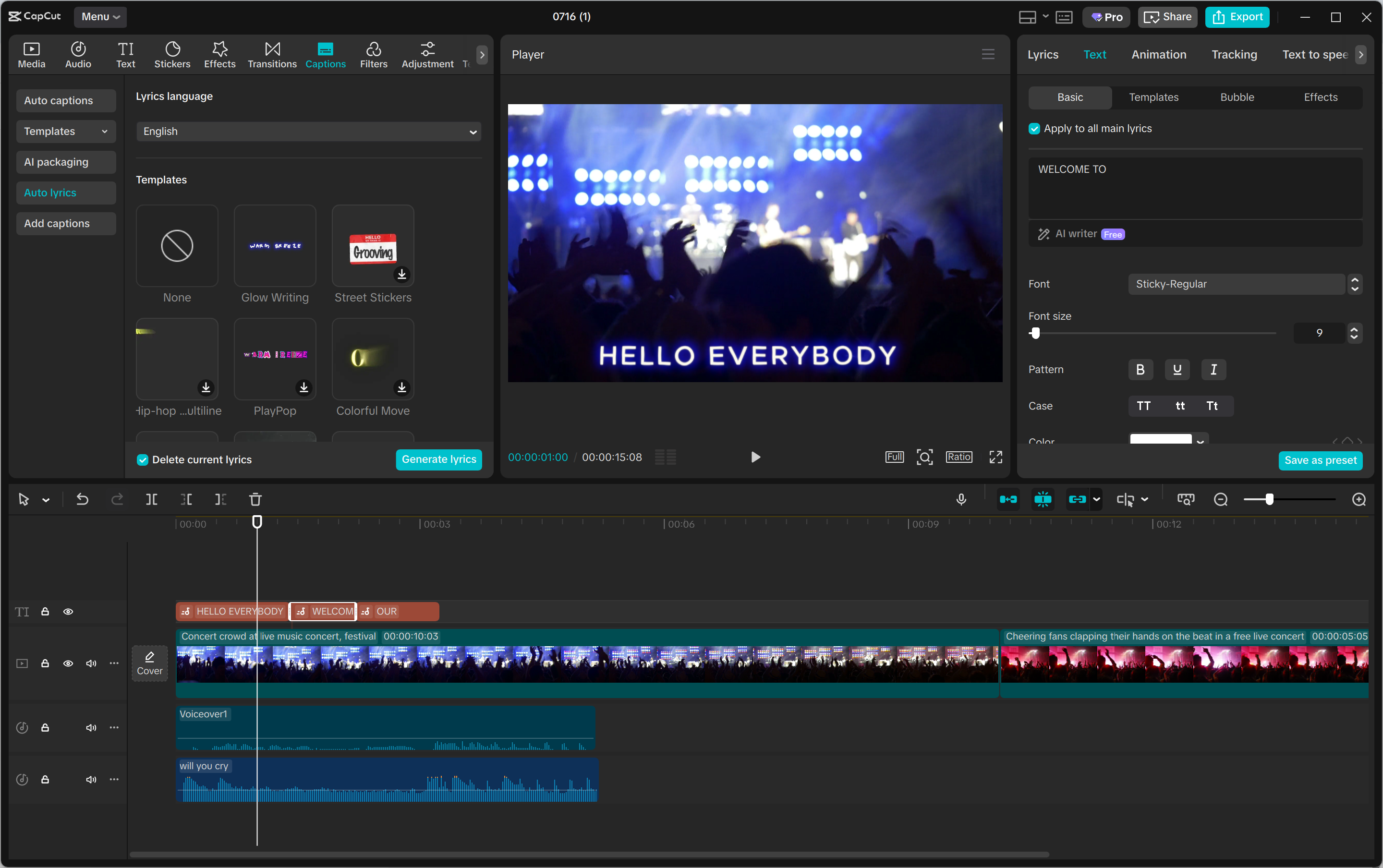 Interface de l' CapCut éditeur vidéo de bureau