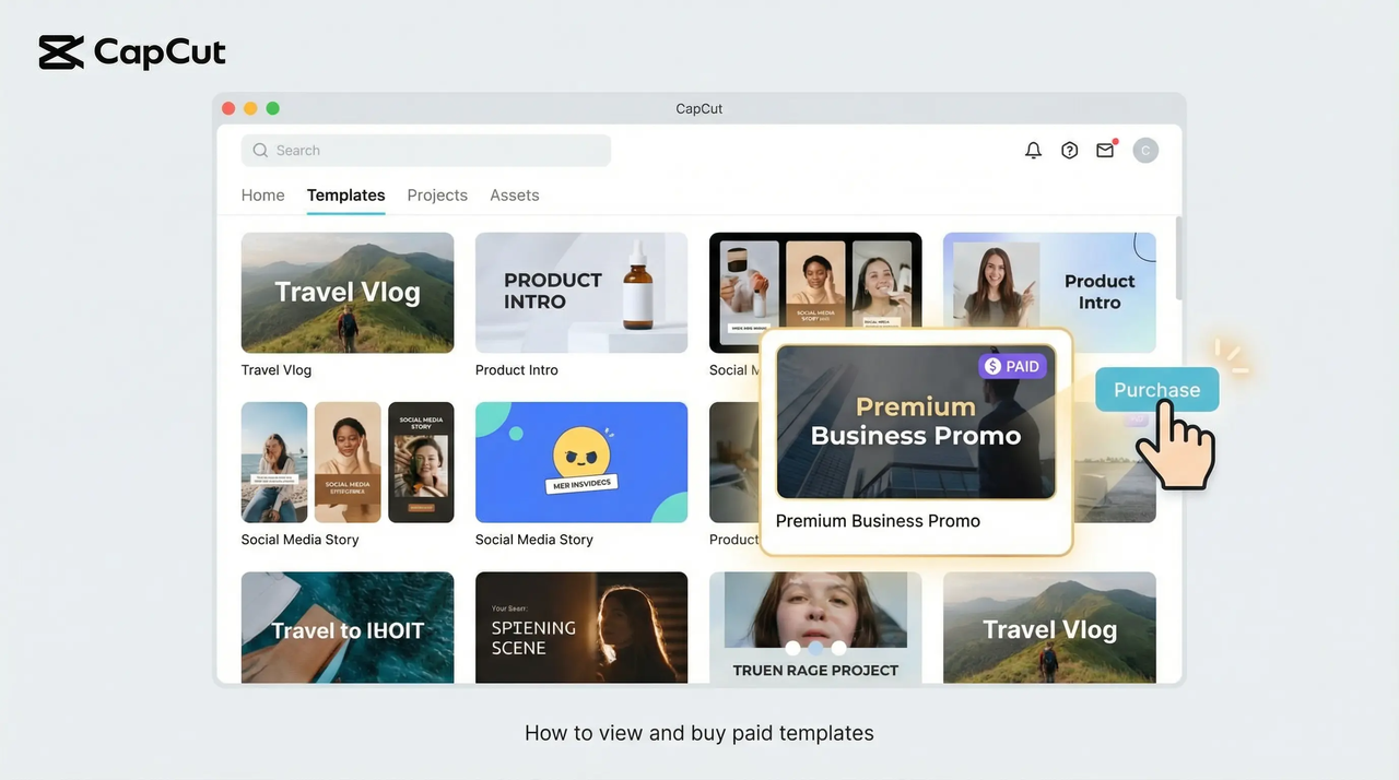 Acquista modelli a pagamento in CapCut