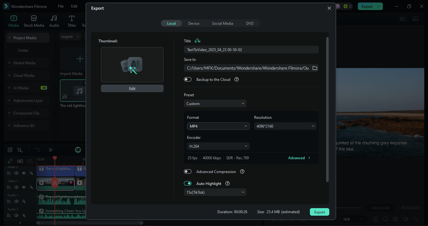 Export video