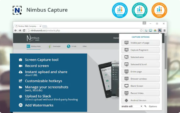 Nimbus Captureのインターフェース-別の無料の無制限のスクリーンレコーダーChrome拡張機能