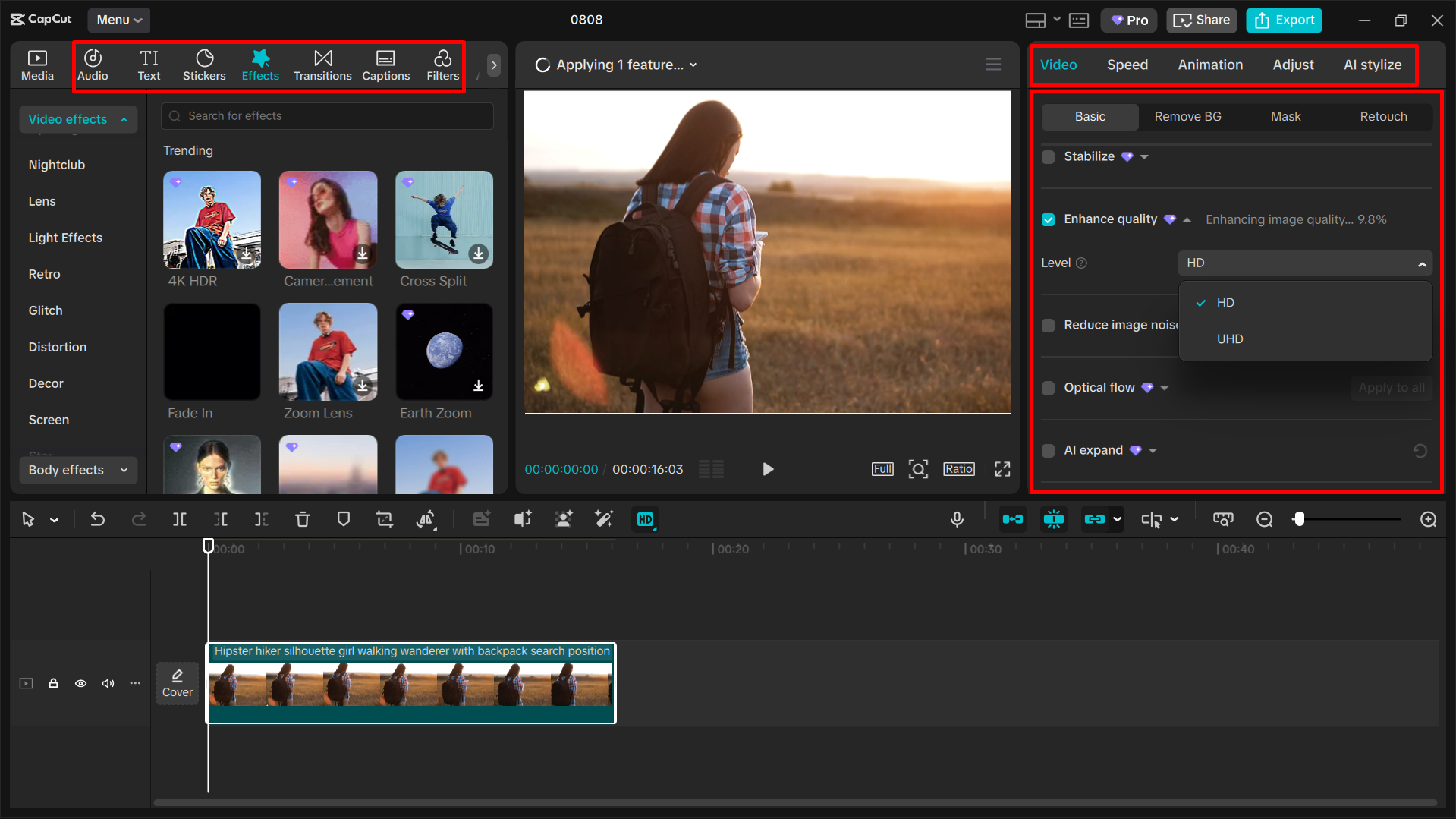 Montage de la vidéo sur la façon de modifier le format vidéo dans CapCut