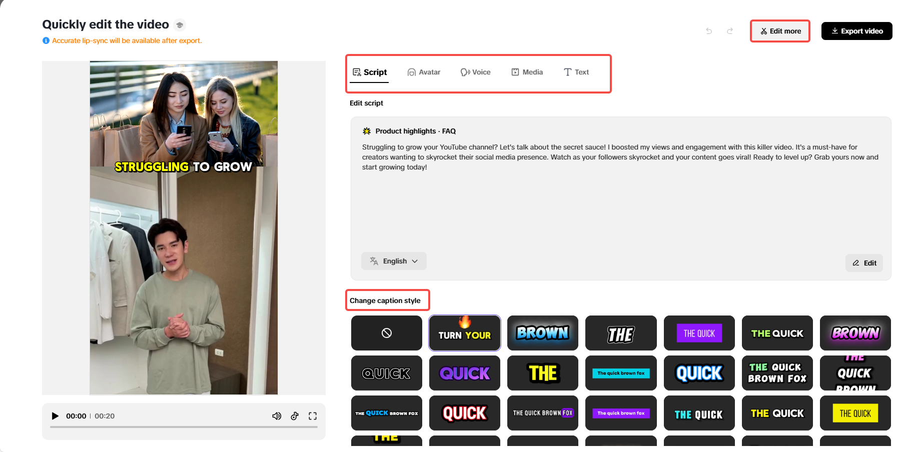 Lakukan sebarang perubahan pantas pada video anda