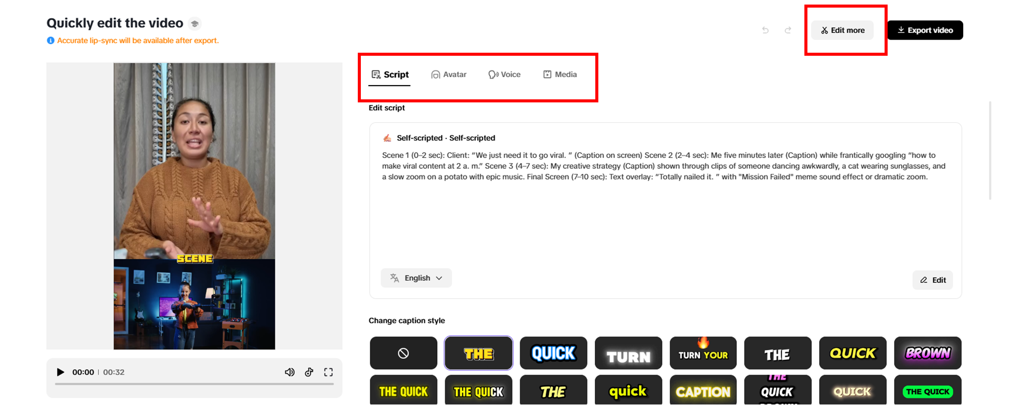 Perform any quick changes to your video