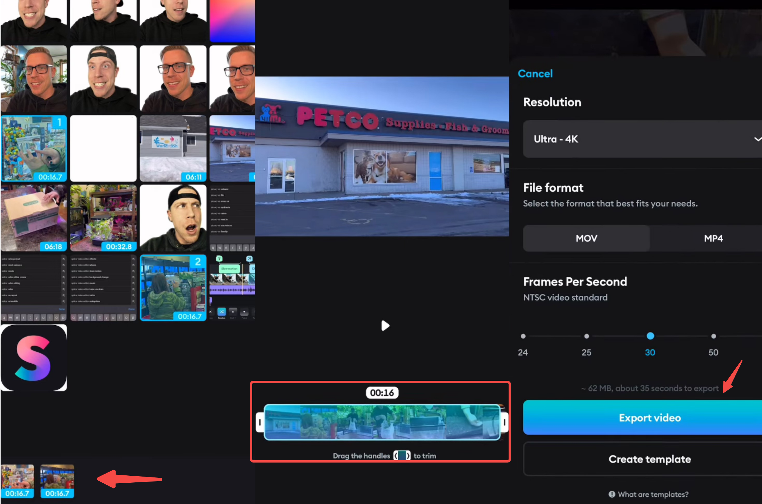 Splice video düzenleyicisinden bir videoyu dışa aktarma