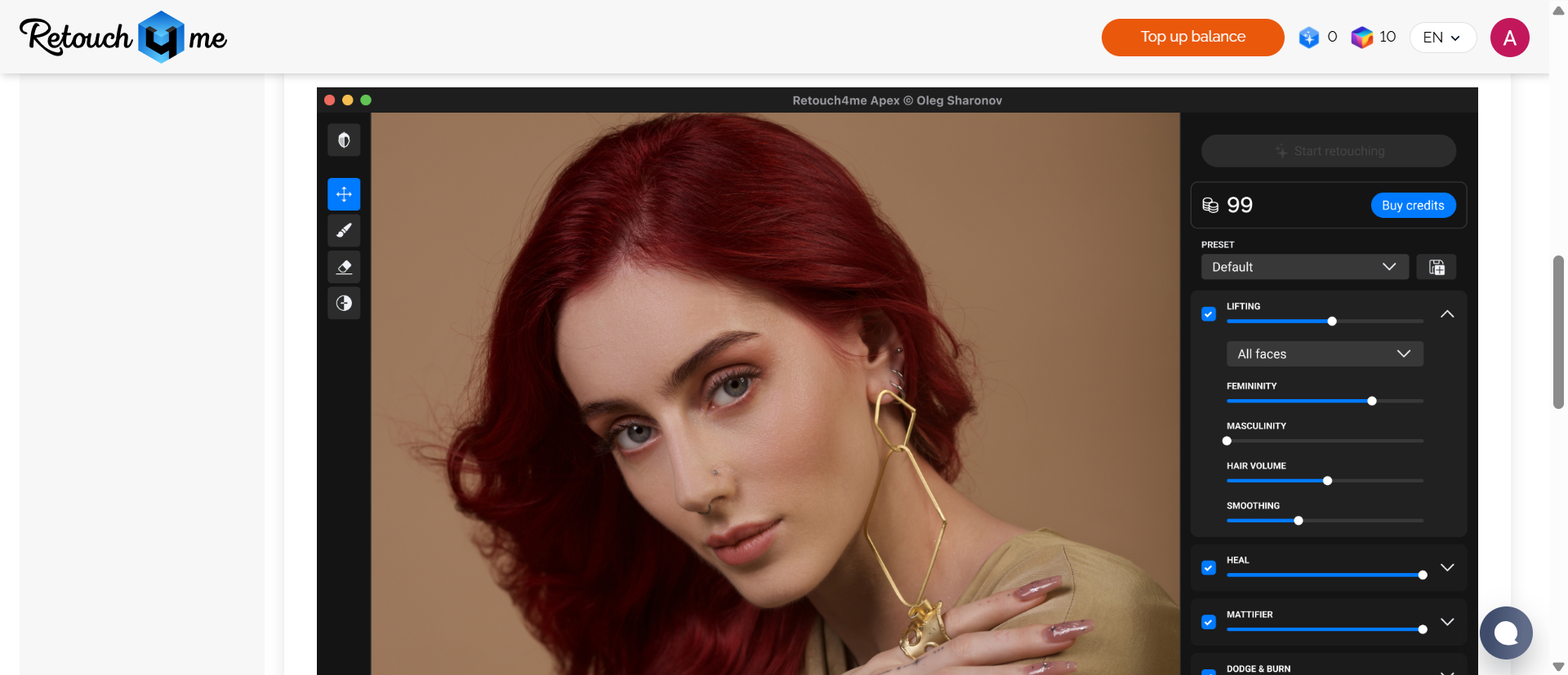 Retouch4me photo smooth app