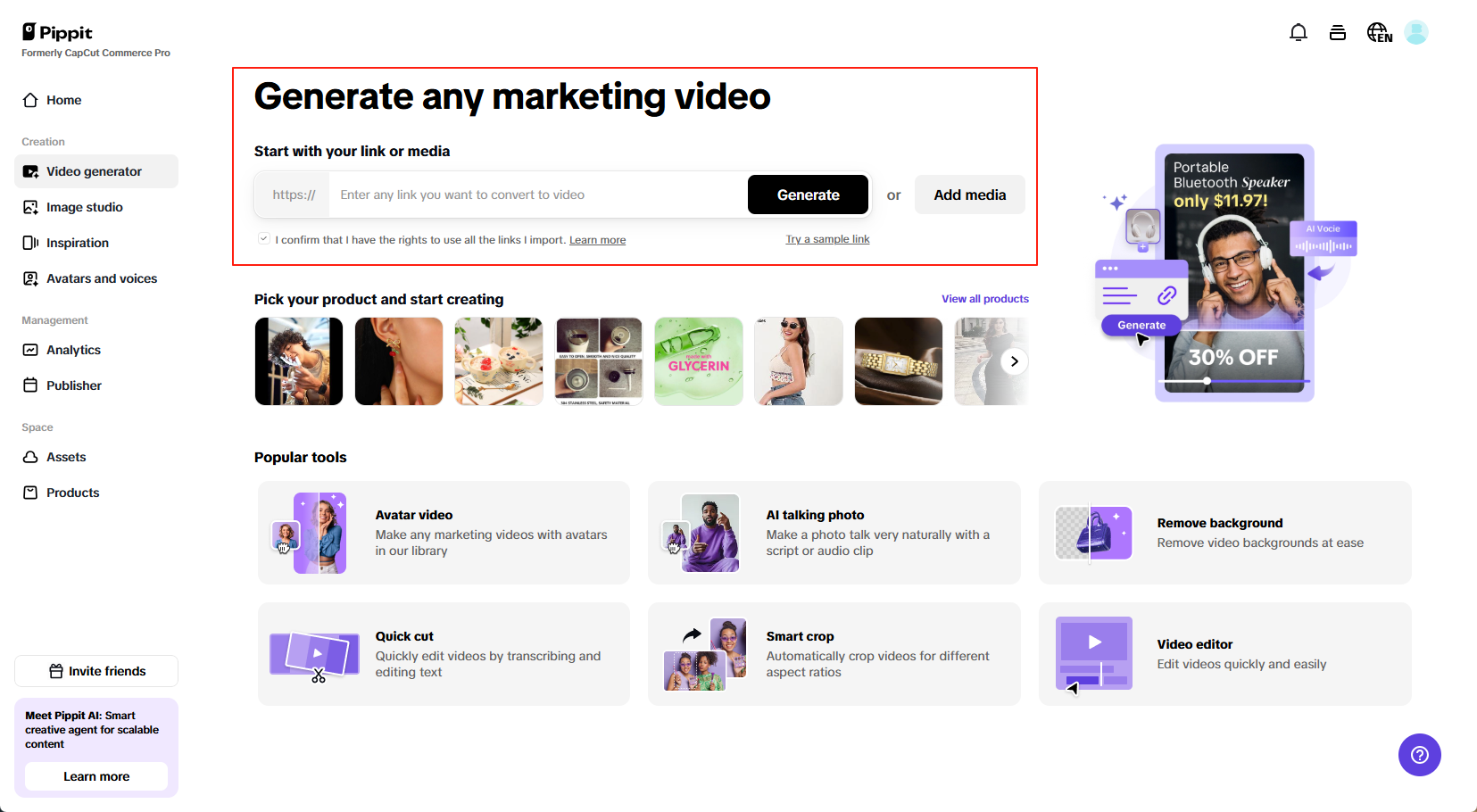 Go to the video generator
