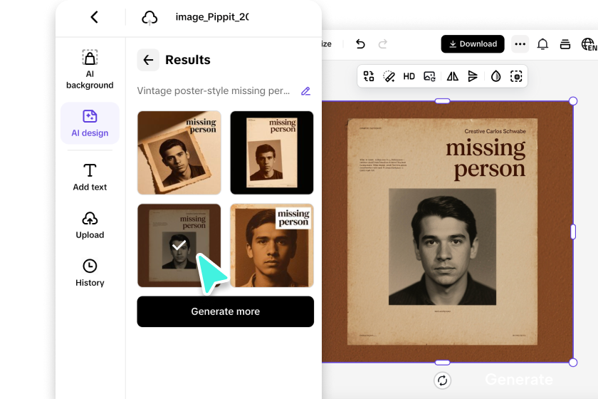 Generate your missing poster
