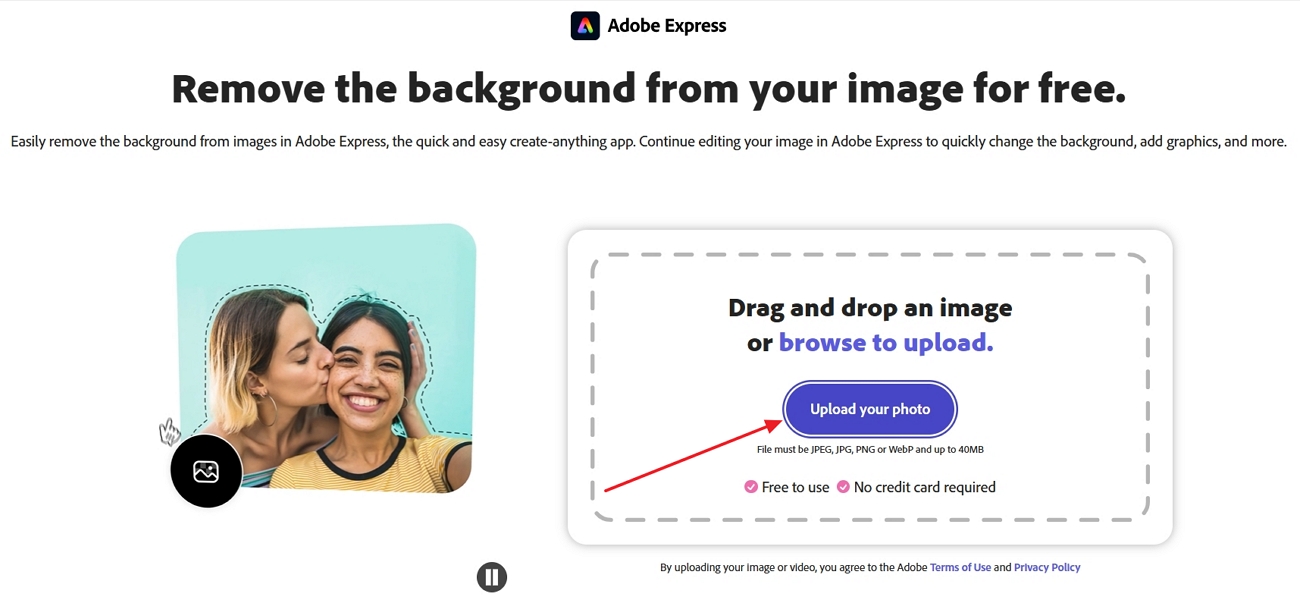 lataa kuva adobe express -ohjelmassa