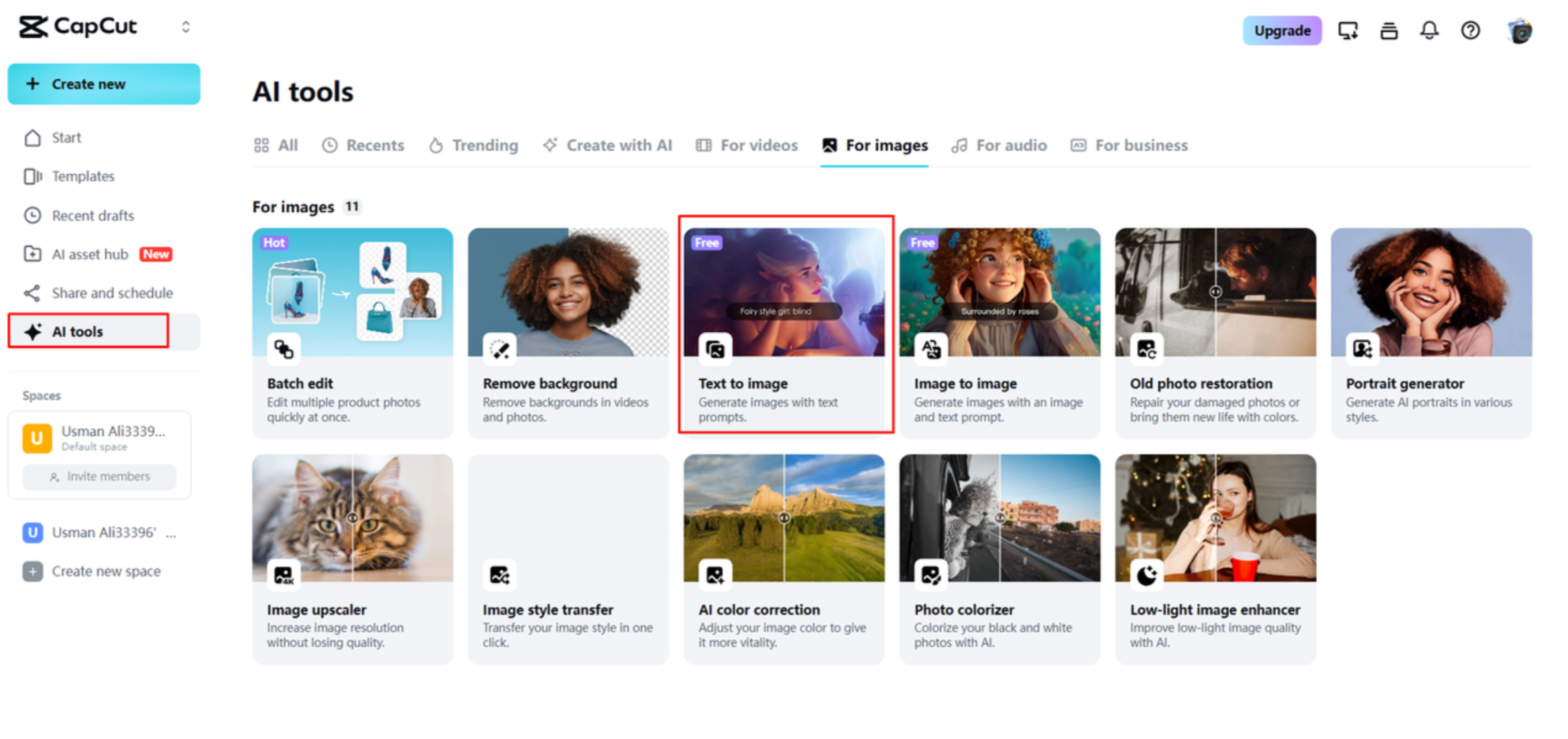 Accéder au générateur d'images AI dans CapCut Web