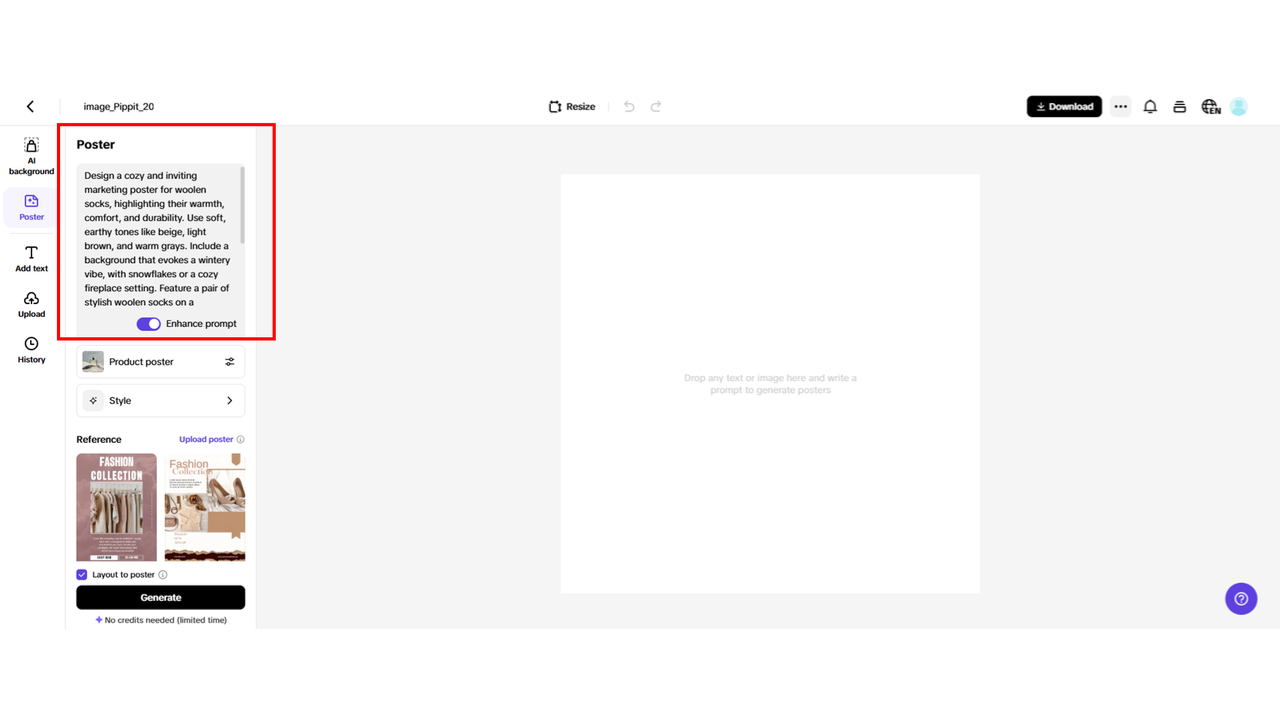 Access the Poster feature