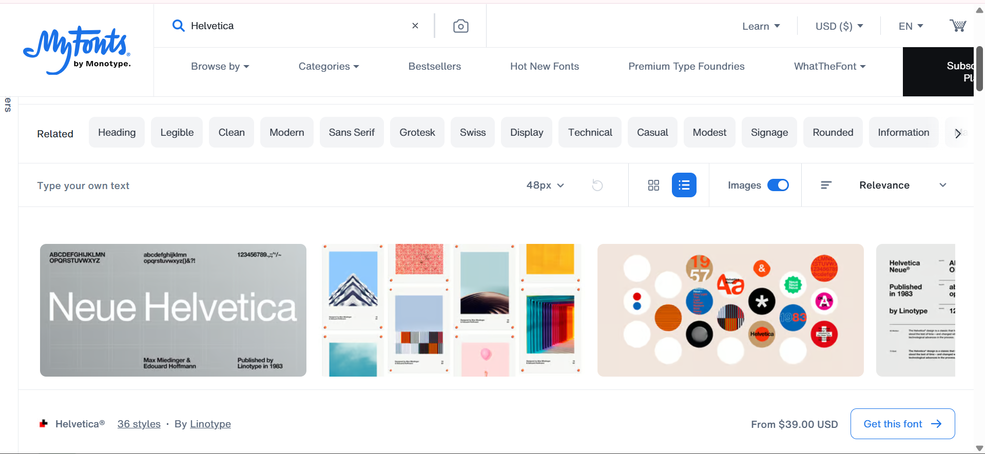 MyFonts-Helveticaフォントを生成するための信頼できるソース