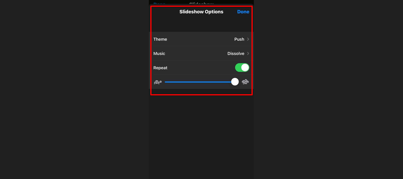 Ajustar la configuración de reproducción para el bucle de video en iPhone