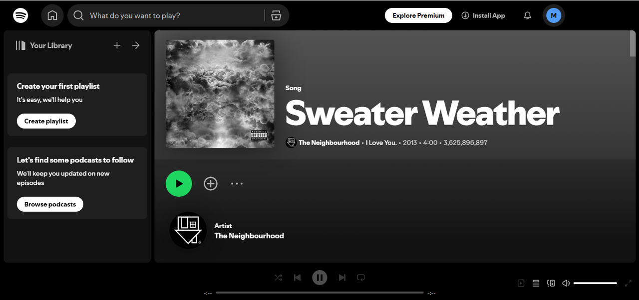 อินเทอร์เฟซของสภาพอากาศของเสื้อกันหนาว - เพลงที่เล่นมากที่สุดตลอดกาลบน Spotify