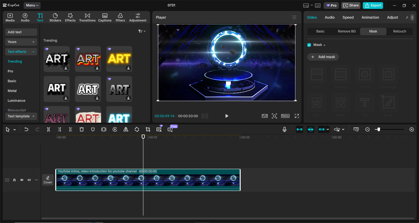 Pag-edit ng interface ng CapCut desktop video editor - isang perpektong tool upang mag-edit ng mga video para sa PPT