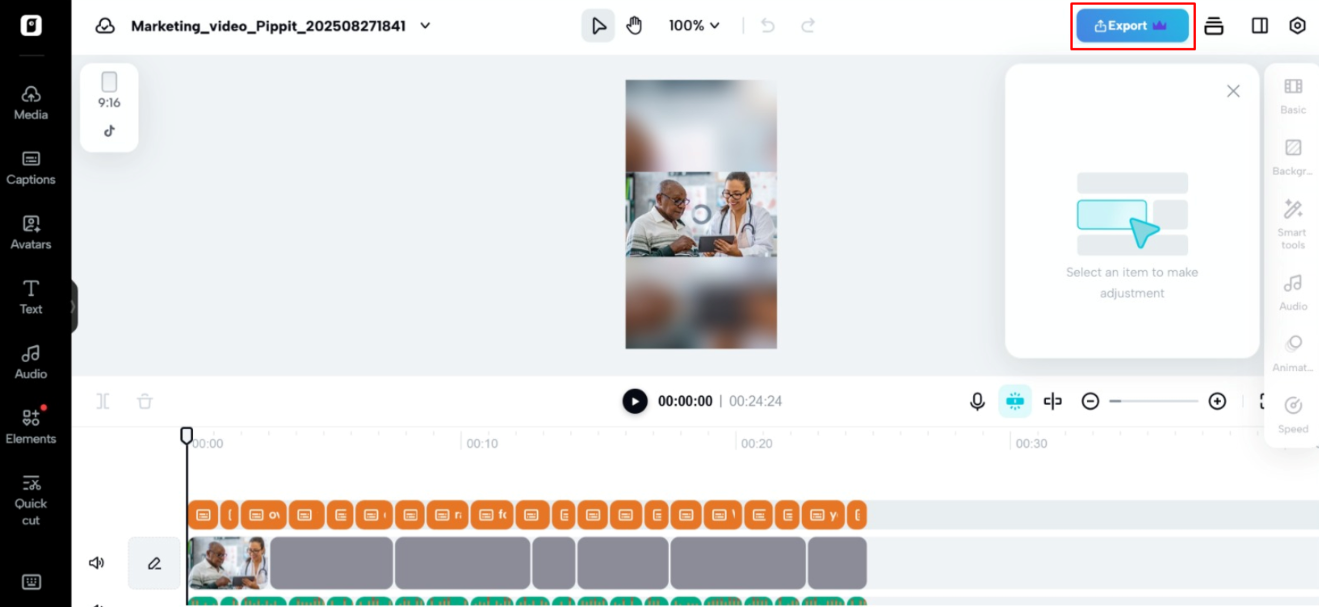 Exporting the video from CapCut Web