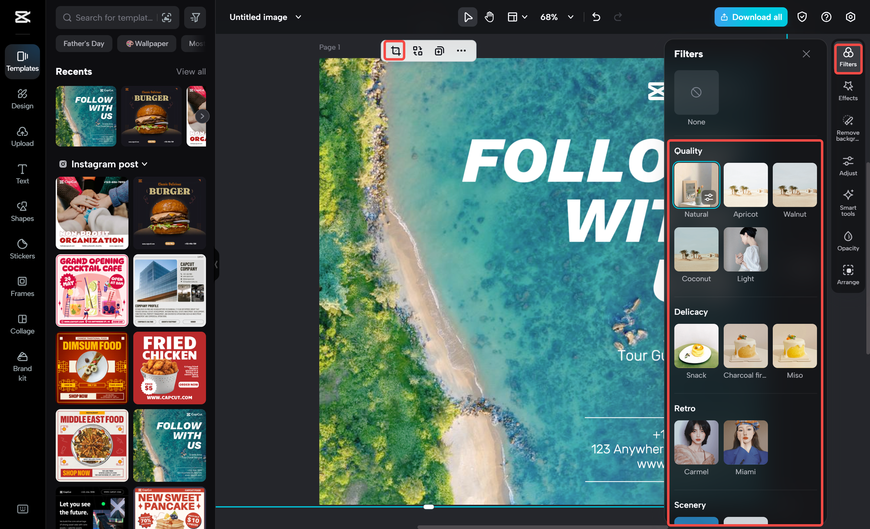 Editing the image in the CapCut desktop video editor