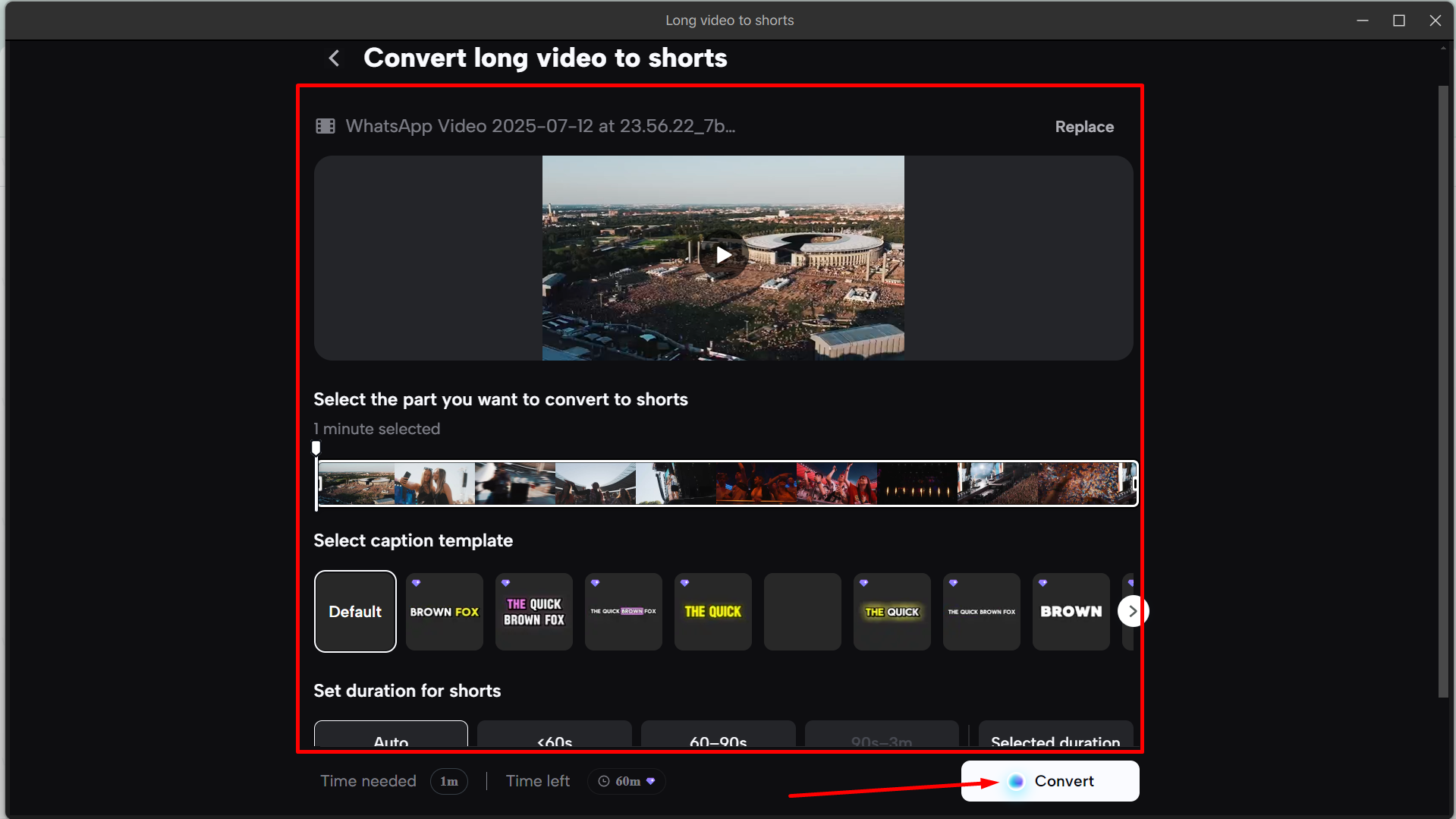 Converting the long video to shorts in the CapCut desktop video editor