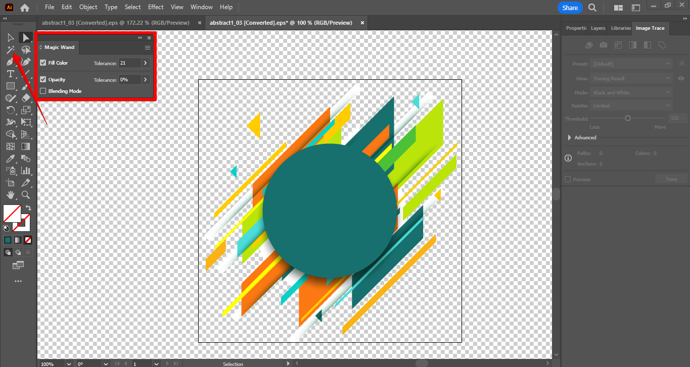 Using magic wand to remove white background from vector
