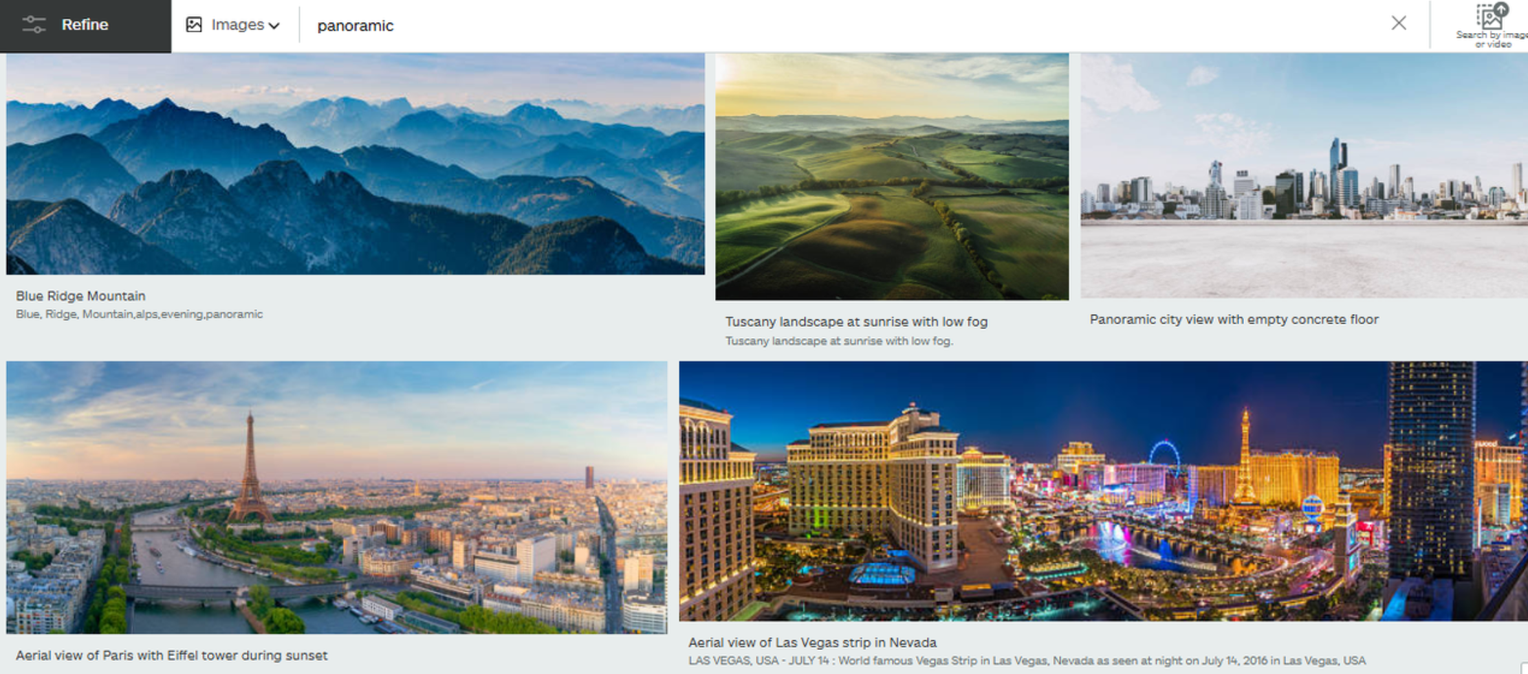 Interface do iStock - plataforma favorita entre os fotógrafos para obter fotos panorâmicas