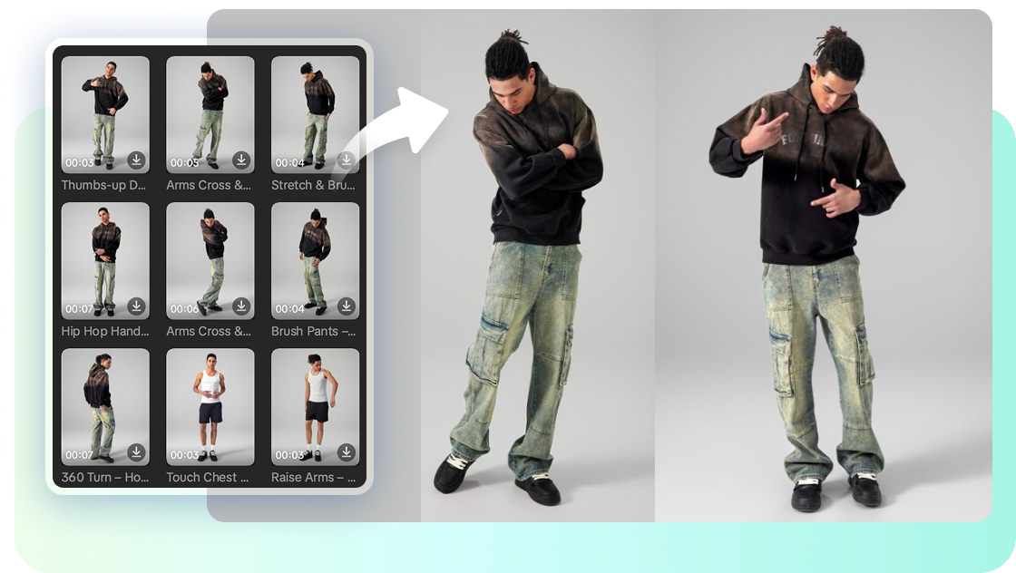 Using an AI fashion model poses to present products in CapCut