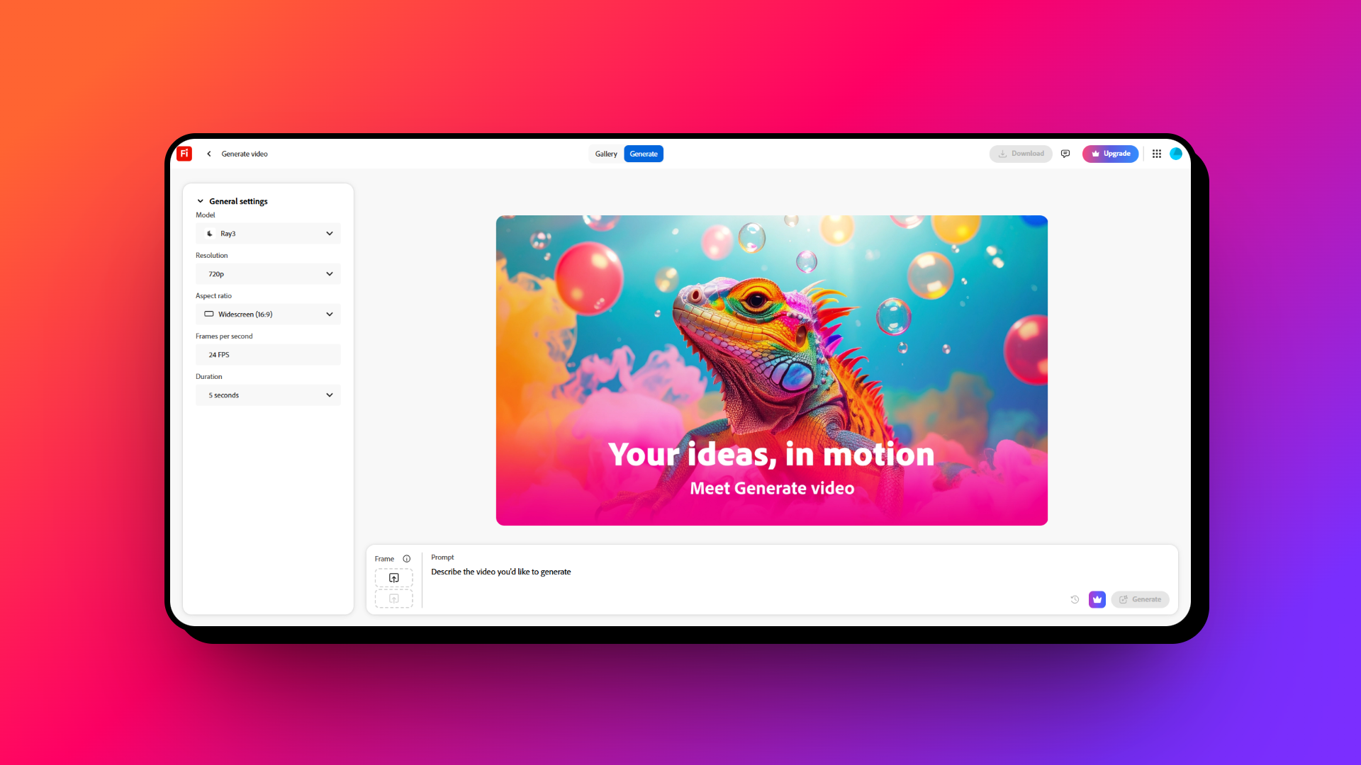Provide your video generation prompt