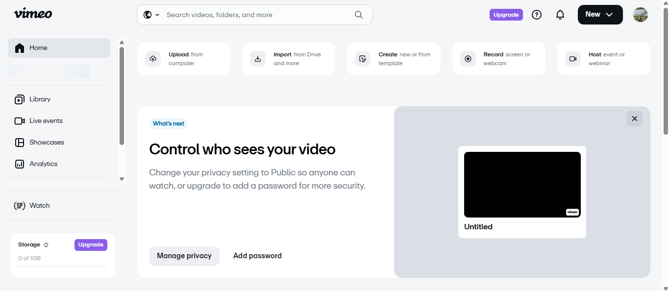 Vimeo video maker's interface