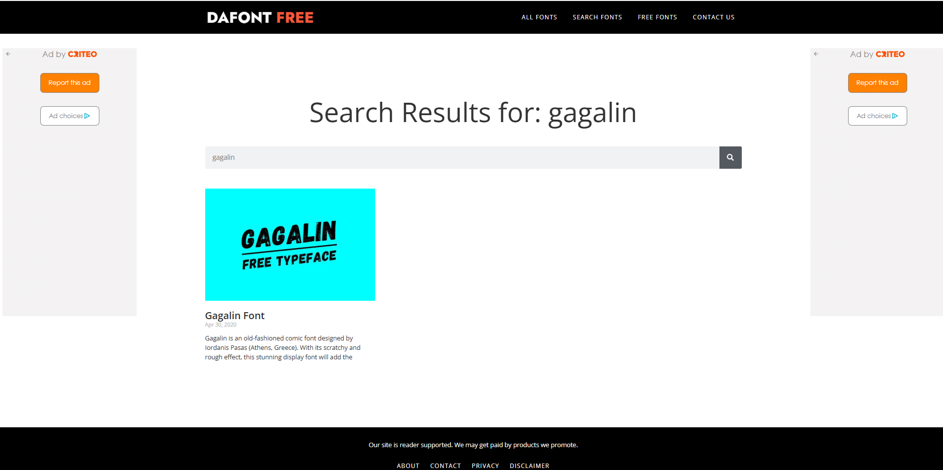 DaFont Free Arayüzü - Gagalin normal yazı tipleri için en iyi site