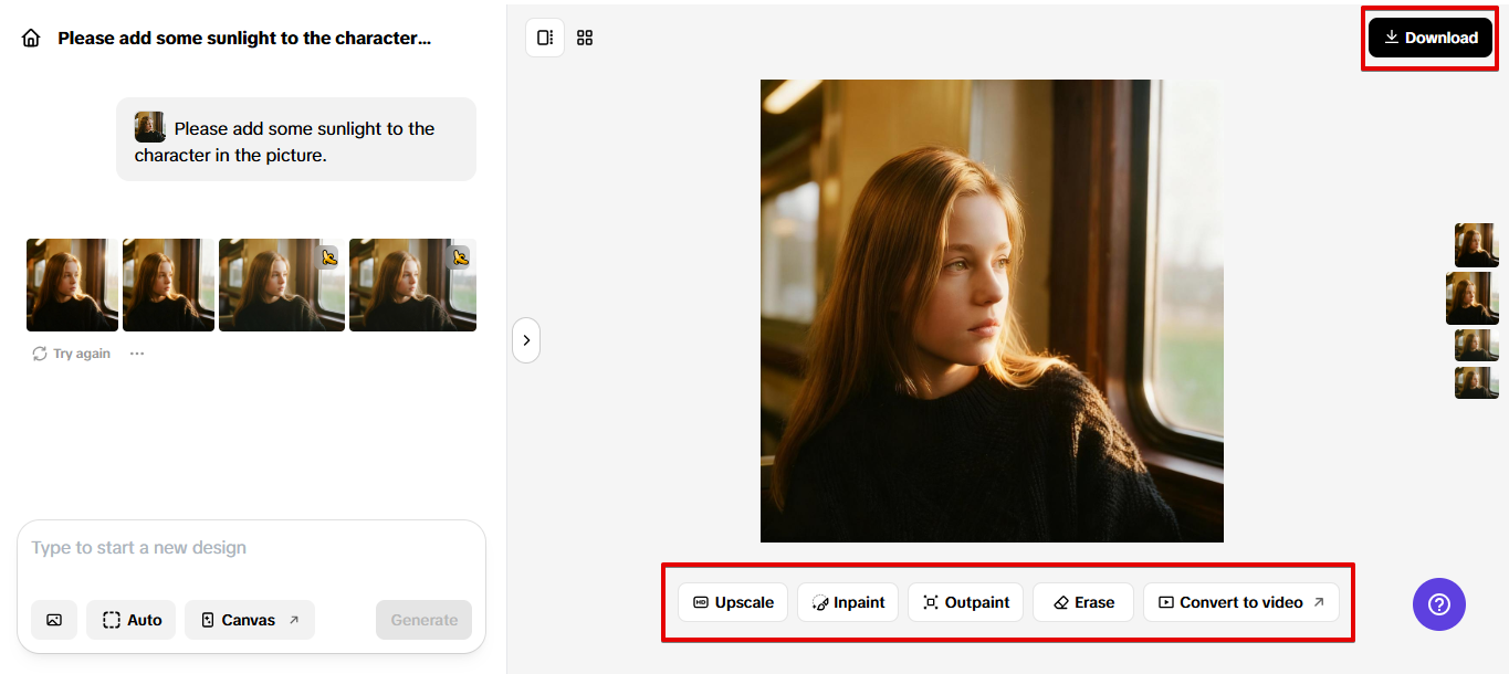 Exporting edited image from Pippit