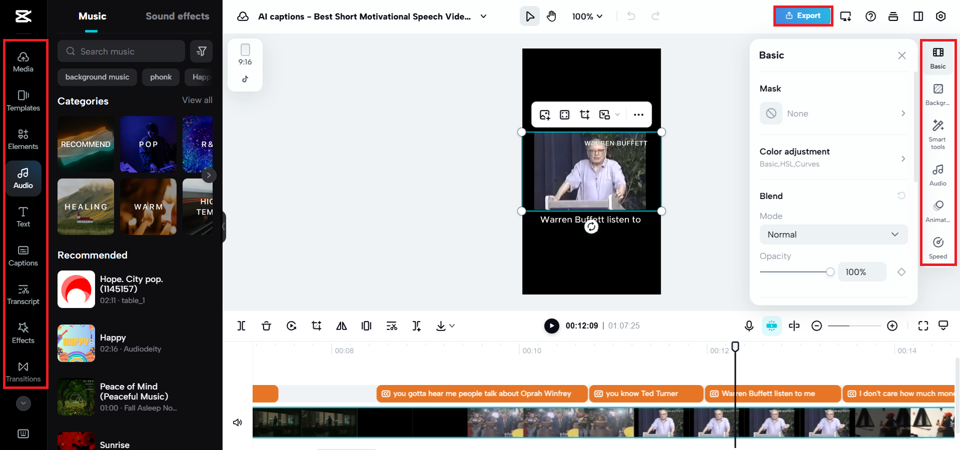 Exporte ou aprimore ainda mais seu vídeo