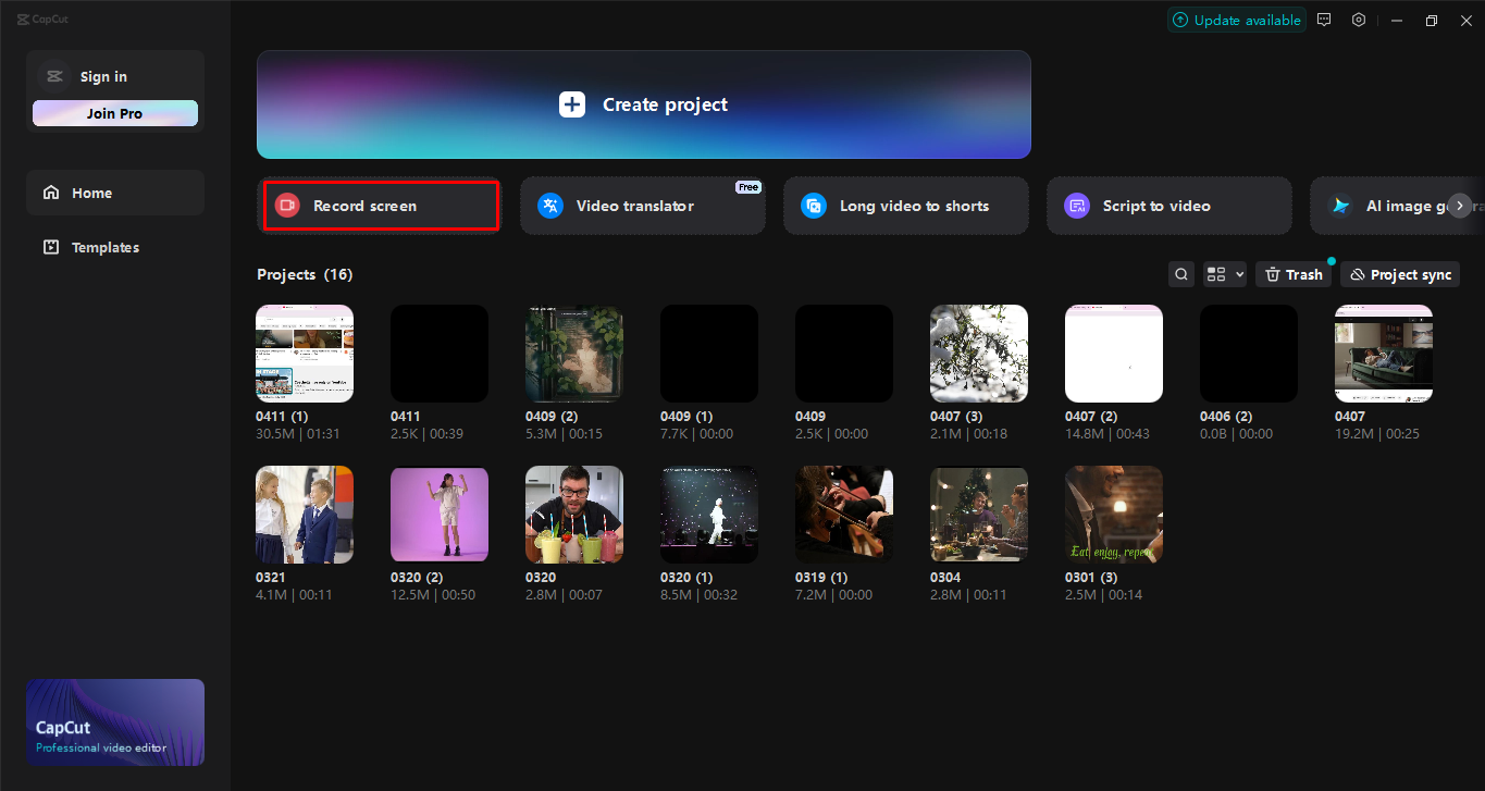 Pagre-record ng screen sa CapCut desktop video editor