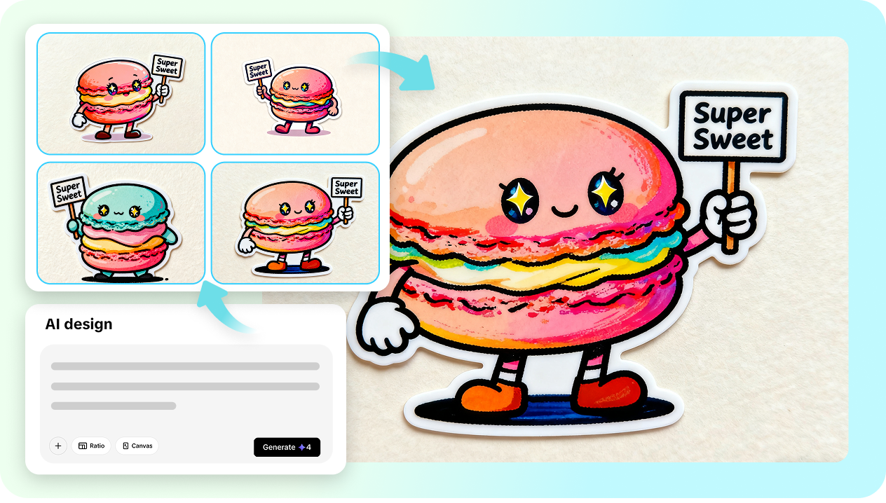 AI design tool in Pippit for making stickers