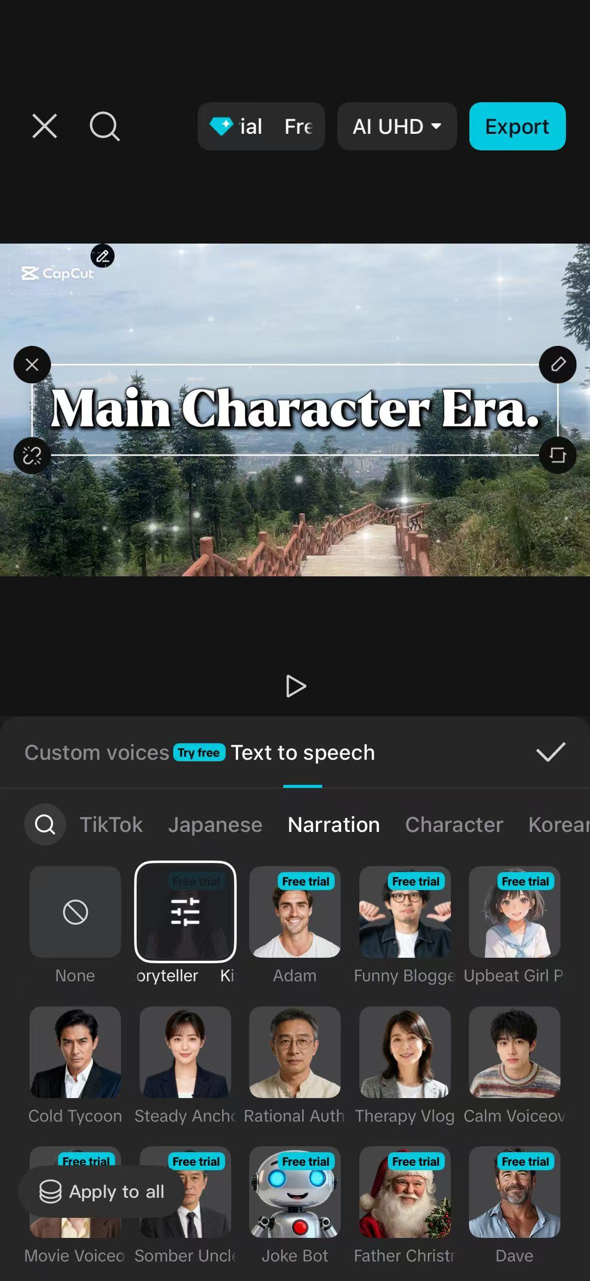 Använd text-till-tal i CapCut App