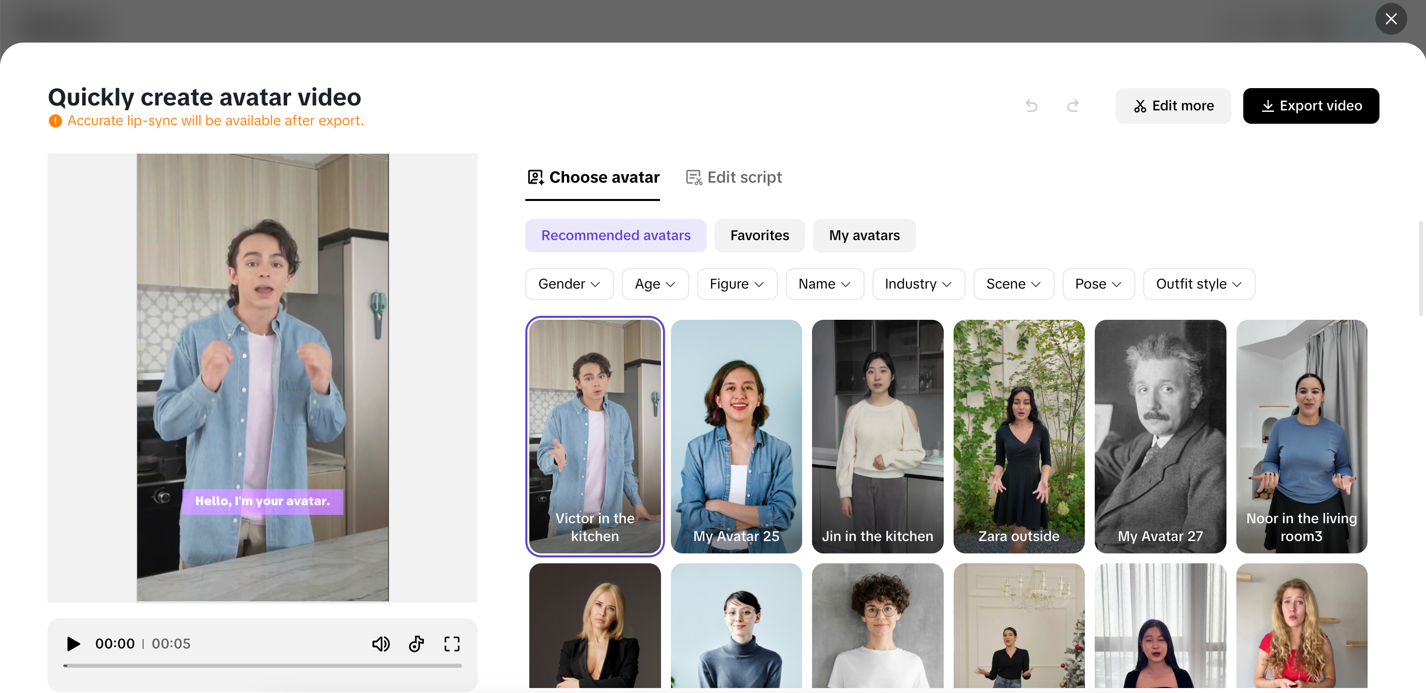Create branded video avatar