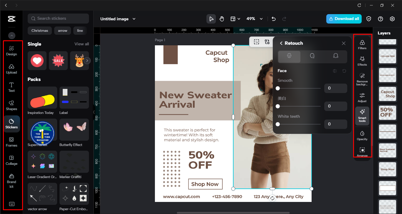 Enhancing the image in the CapCut desktop video editor
