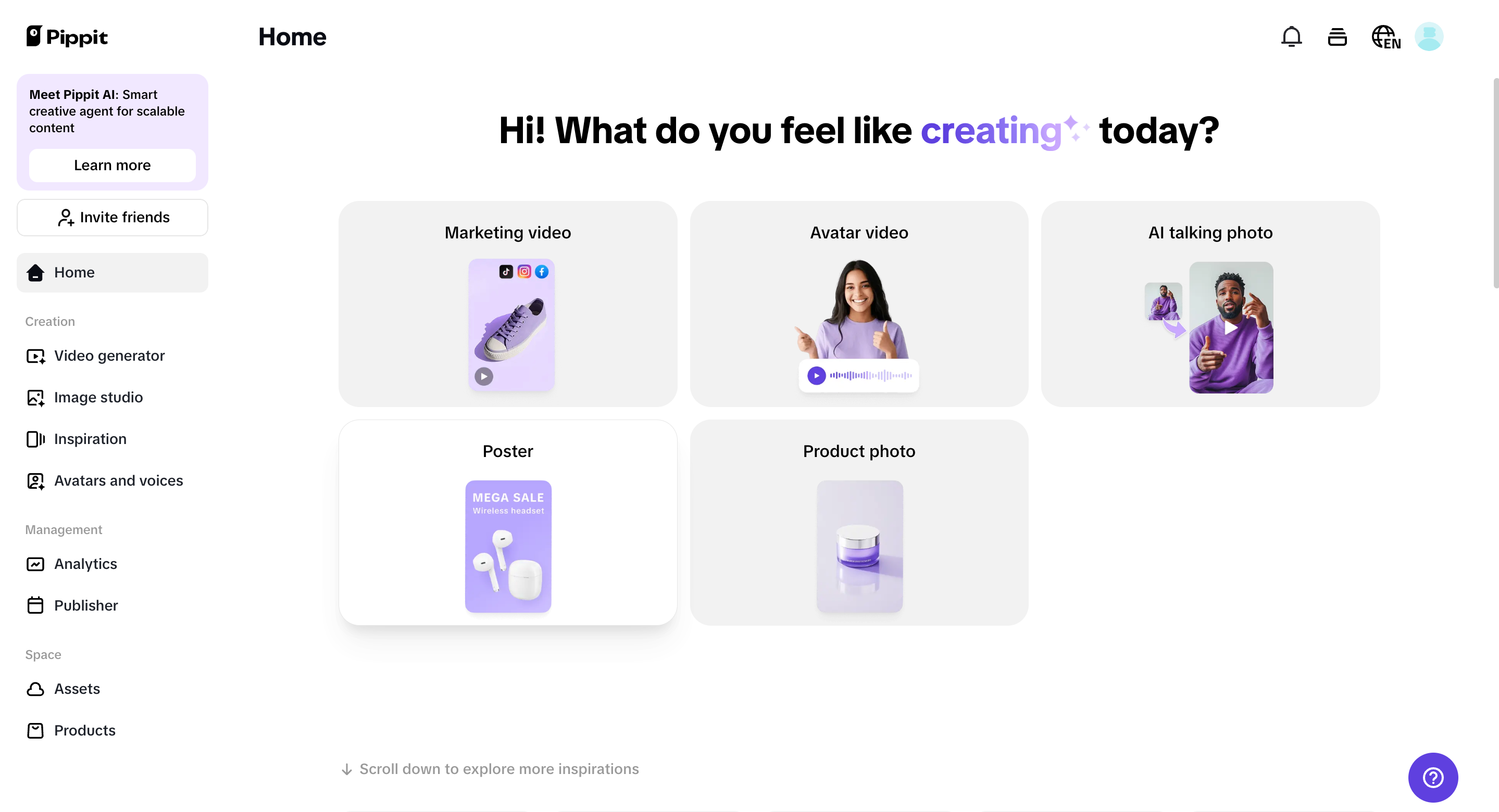 Pippit's interface