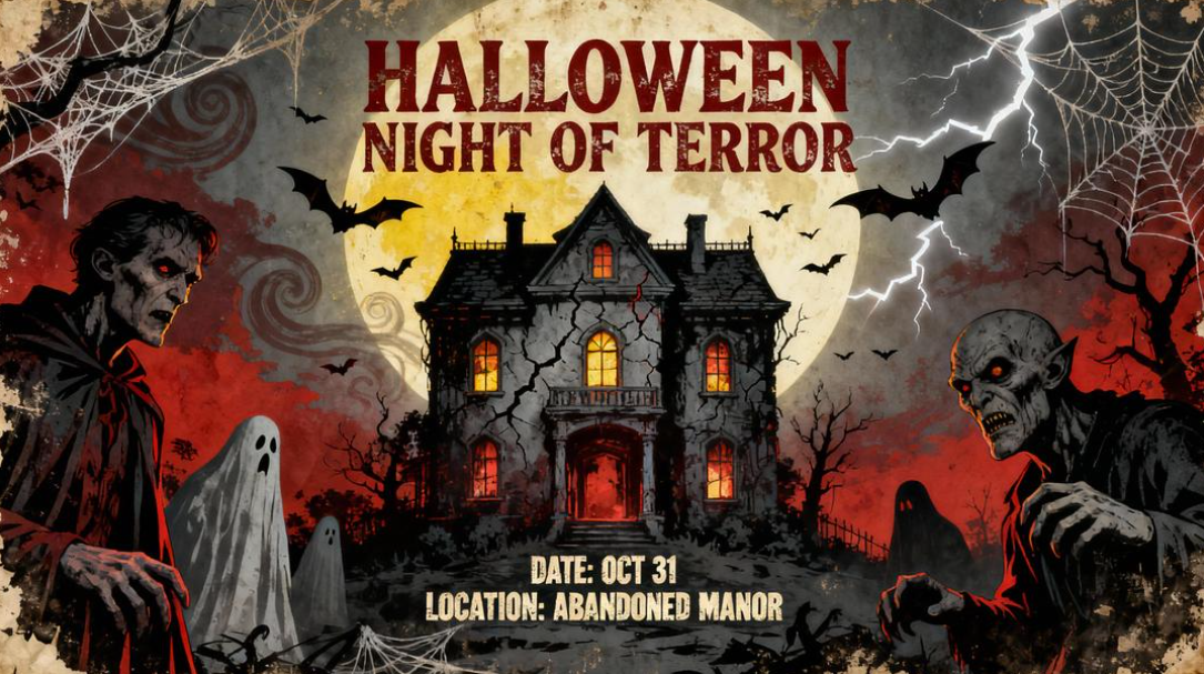 Cartel de película de terror vintage.