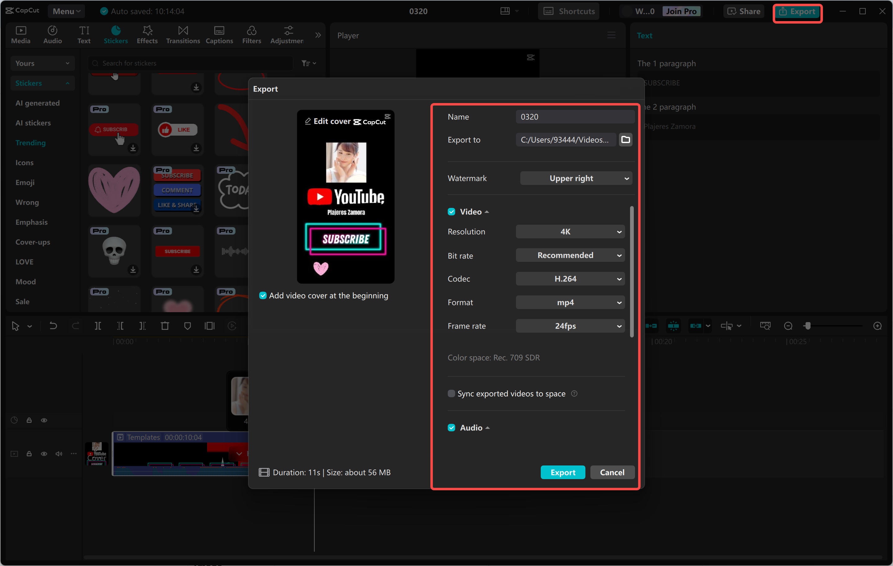 Exportar un video desde el CapCut editor de video de escritorio